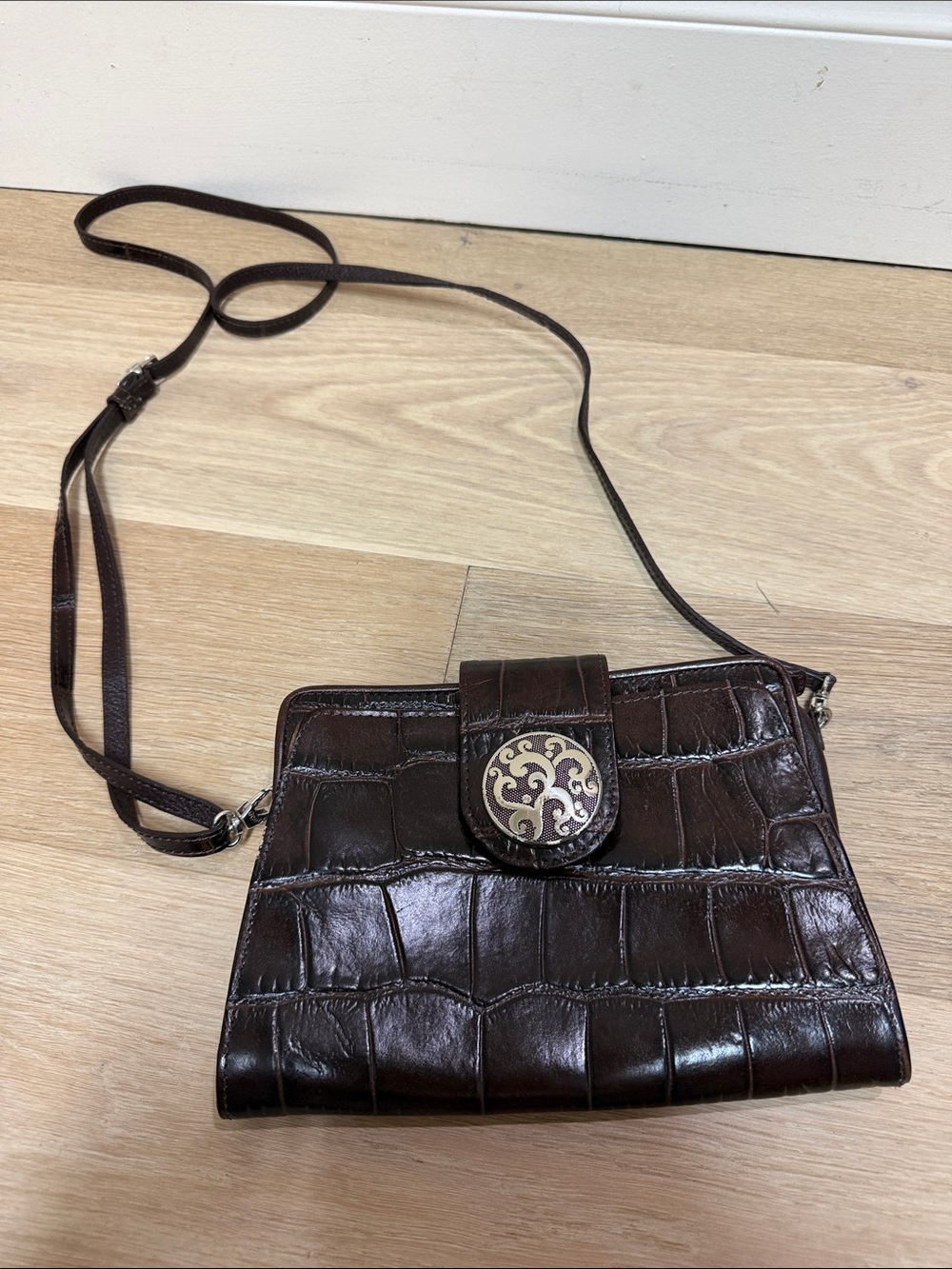 Brighton Sheba rare crocodile small crossbody